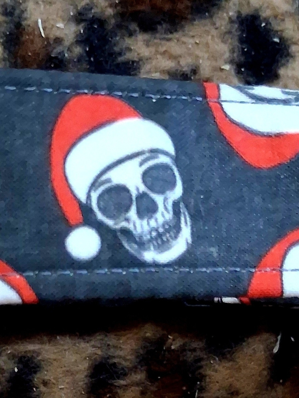 Large Dog Christmas Colar with Red Santa Skull Print